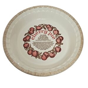 Vintage 1983 Royal China Country Harvest Cherry Pie Recipe 11" Ceramic Pie Baker